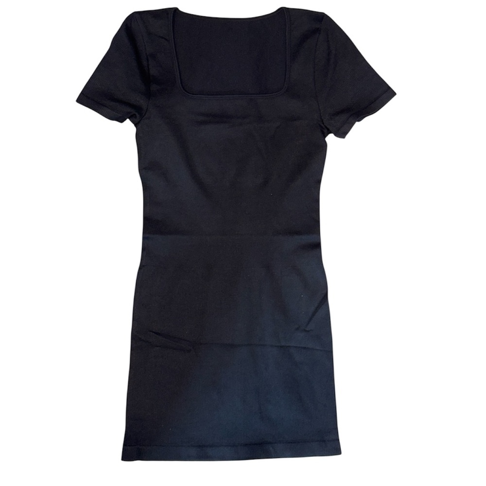 OQQ | Size Large | NWOT Ribbed Square Neck Black  Bodycon Mini Dress
